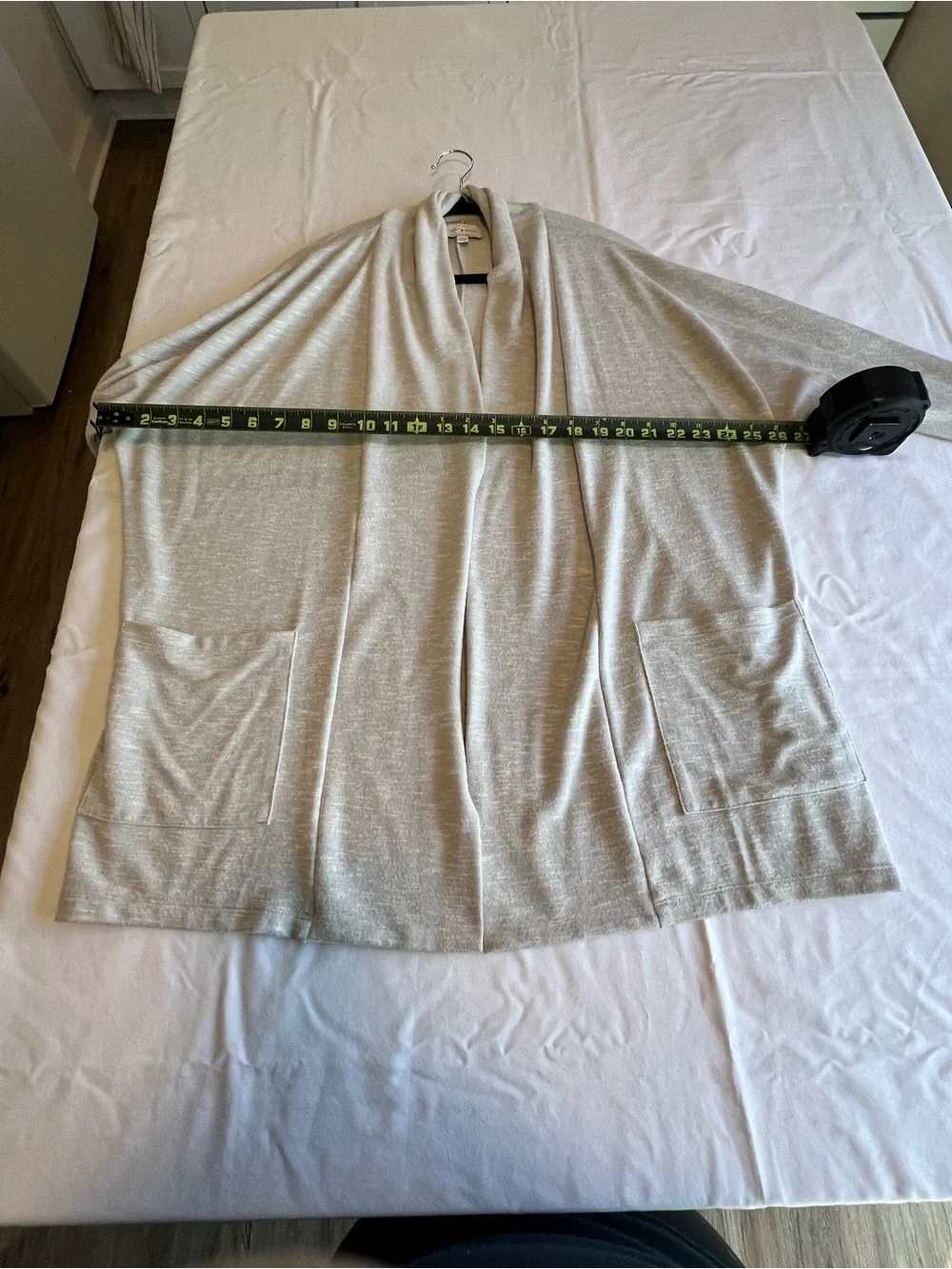 Lucky Brand Open-Front Light Gray Cardigan Sweater Sz L